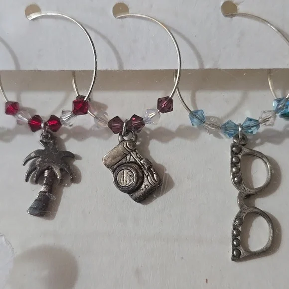 "Fine Wining" Silver Wine Charms with Swarovski Crystals And Summer Charmsđź’«NWT - Picture 3 of 5